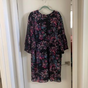 Floral black cocktail dress